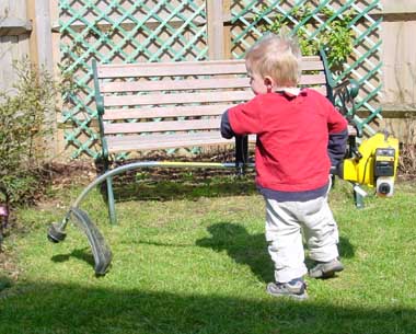 Joshua and his fascination with Dad's power tools