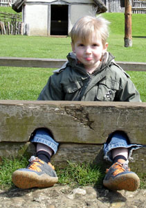 Joshua tries out the stocks too