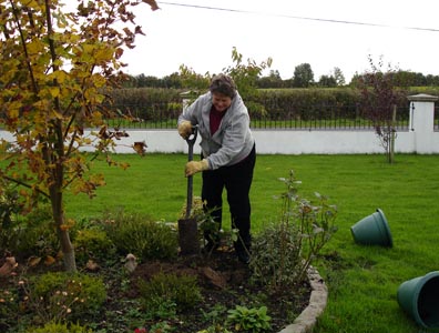 Linda helping out with the front garden