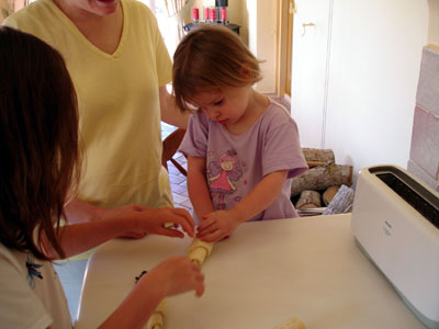 Misha making some Chocolate croissants with Hannah