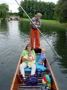 Kirstie having a go at the punting...